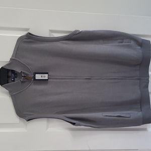 NWT XL CREMIEUX cotton blend grey full zipper vest
